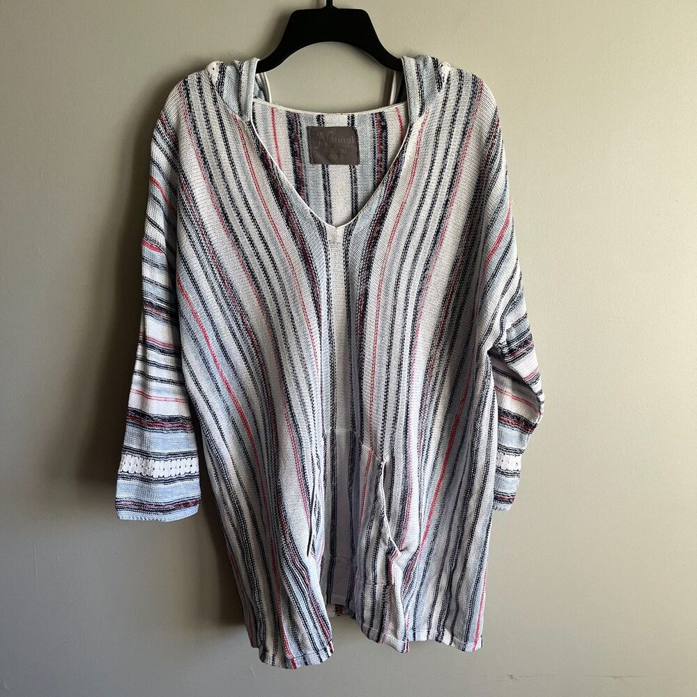Natural Reflections Bass Pro Shops Hooded Knit Sweater Women's XL Striped V-Neck
